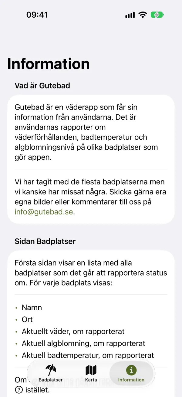 Informationssidan, ljust läge